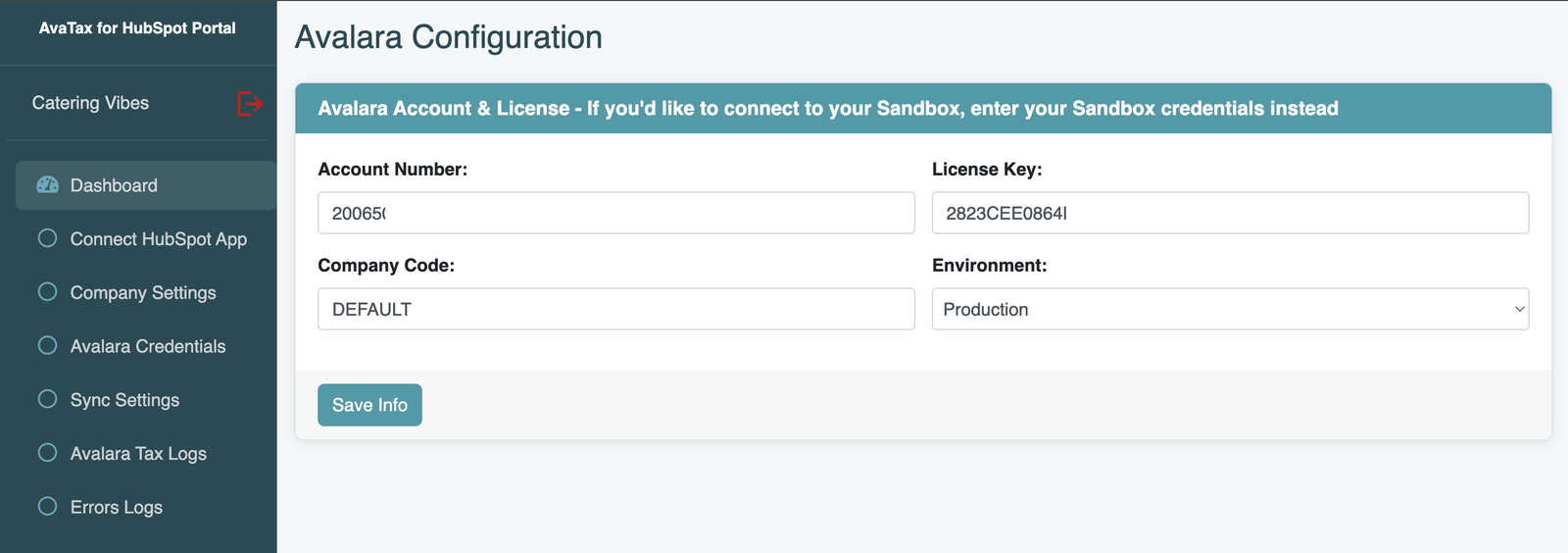 Avalara Configuration