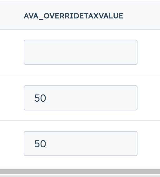 Override Tax Value